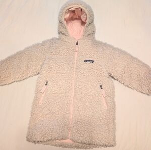 Patagonia Hi Loft Toddler Girl Sherpa Pink and Cream Jacket Parka 2t Coat